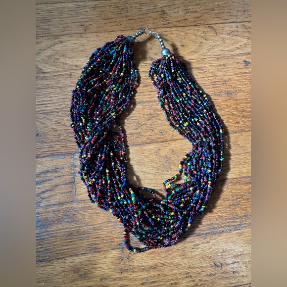 70s Vintage Multi Strand Beaded Necklace Boho - Picture 3 of 5